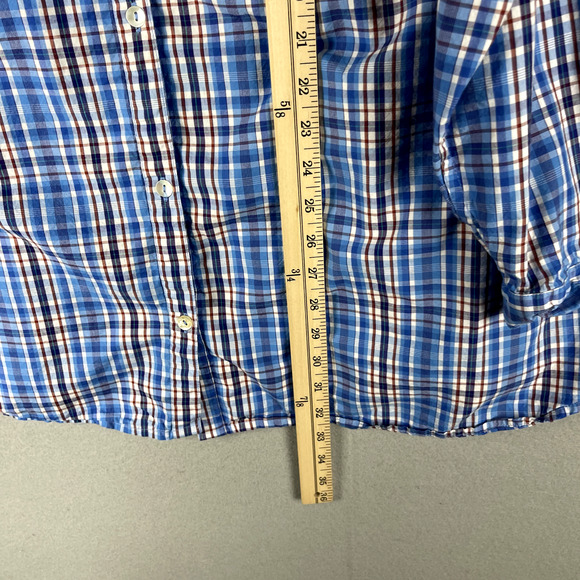 Susan Graver Weekend Top Womens 3X Blue Plaid Button Up Roll Tab Sleeve Casual - Picture 6 of 13